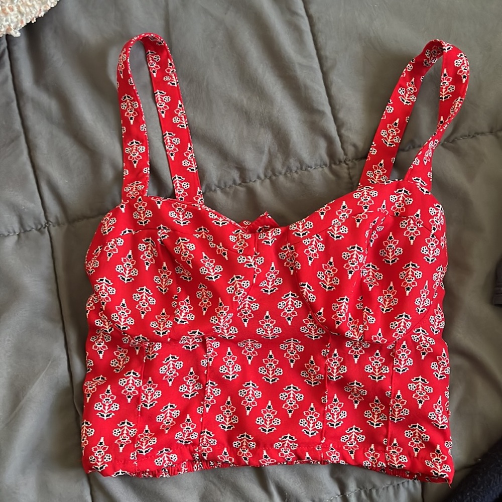 Red cropped tank top